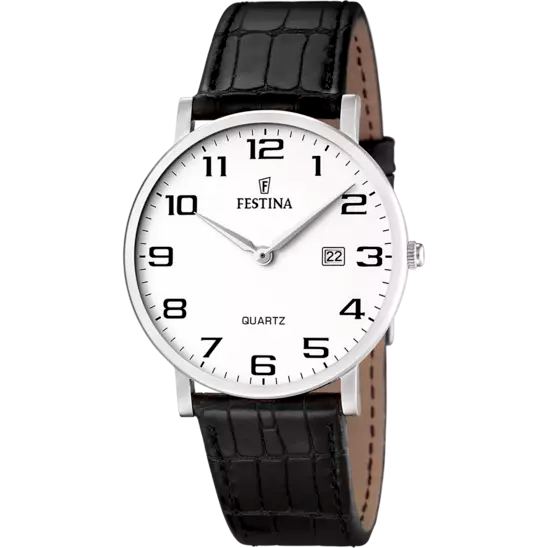 MONTRE FESTINA CLASSICS F16476/1 BLANC, BRACELET CUIR, HOMME