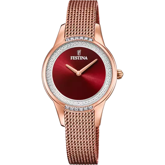 MONTRE FESTINA F20496/1 ROUGE, BRACELET ACIER INOXYDABLE, FEMME