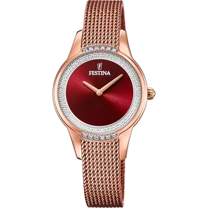 MONTRE FESTINA F20496/1 ROUGE, BRACELET ACIER INOXYDABLE, FEMME