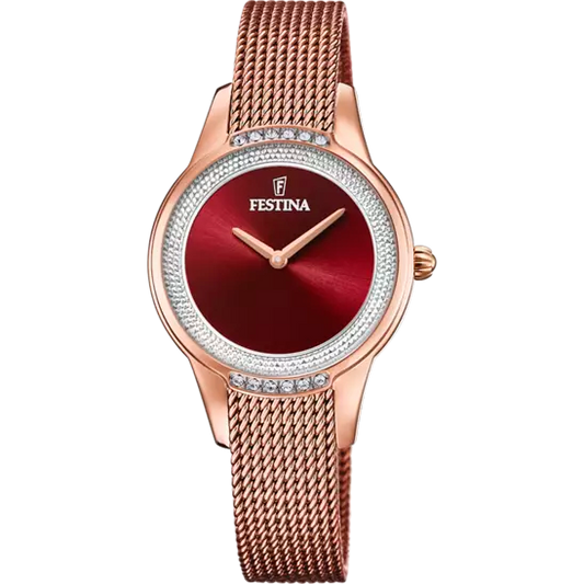 MONTRE FESTINA F20496/1 ROUGE, BRACELET ACIER INOXYDABLE, FEMME