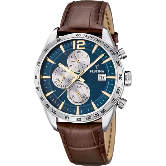 MONTRE FESTINA F16760/7 BLEU, BRACELET CUIR, HOMME