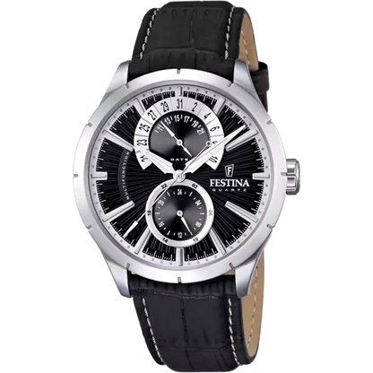 MONTRE FESTINA RETRO F16573/3 NOIR, BRACELET CUIR, HOMME