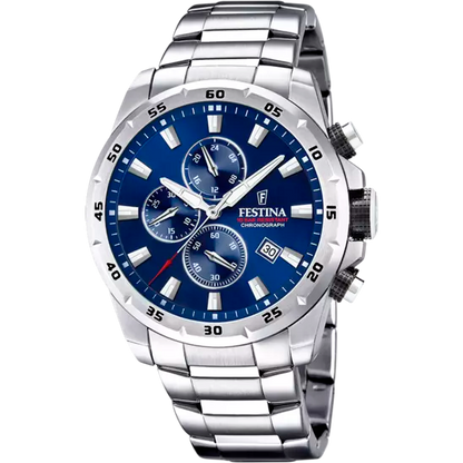 MONTRE FESTINA F20463/2 BLEU, BRACELET ACIER INOXYDABLE, HOMME