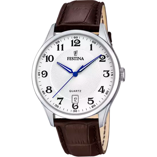 MONTRE FESTINA CLASSICS F20426/1 BLANC, BRACELET CUIR, HOMME
