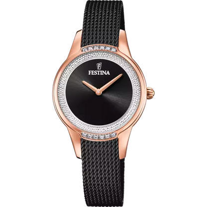 MONTRE FESTINA F20496/2 NOIR, BRACELET ACIER INOXYDABLE, FEMME