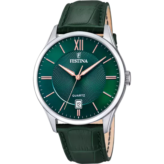 MONTRE FESTINA F20426/7 VERT, BRACELET CUIR, HOMME